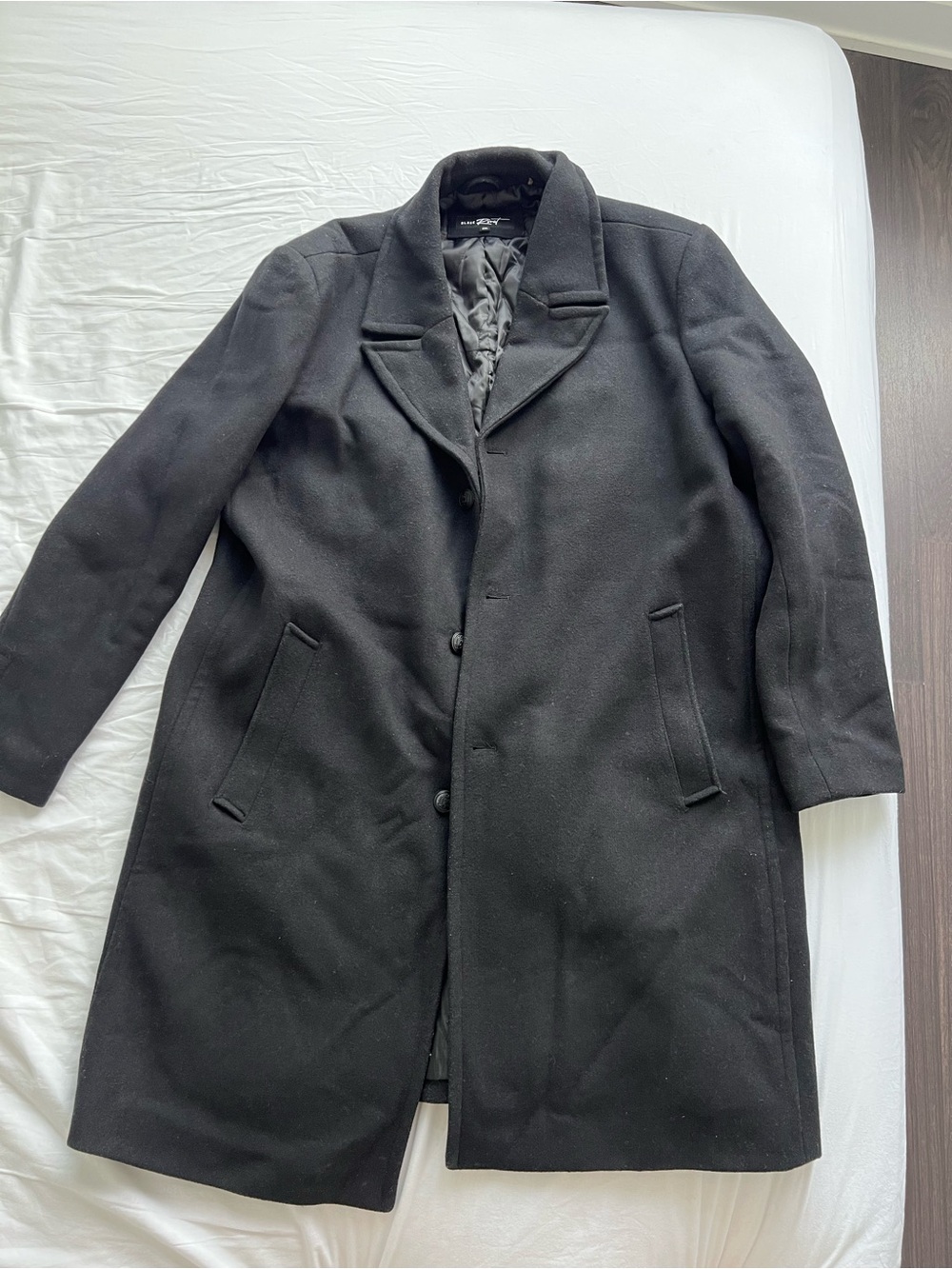 Men's Black Wool Overcoat